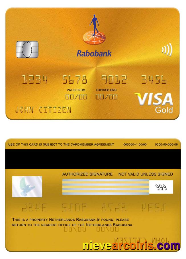 Netherlands Rabobank Visa Gold Card Sample
