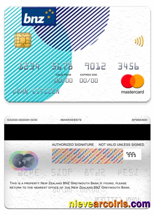 New Zealand BNZ Greymouth Bank Mastercard Photolook