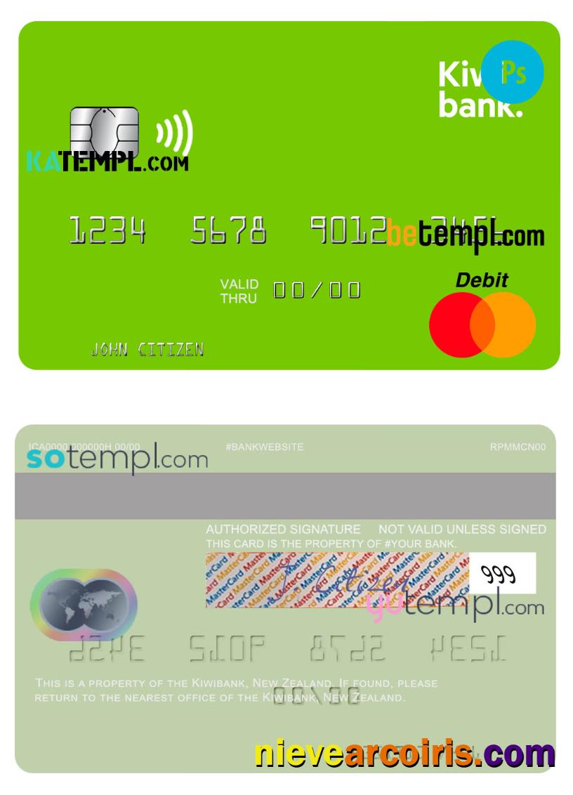 Premium New Zealand Kiwibank Mastercard Credit Card Template In PSD Format