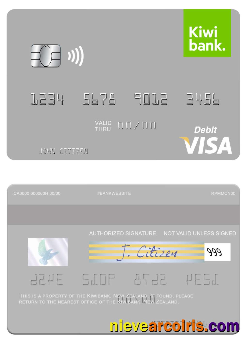 New Zealand Kiwibank Visa Debit Card Preview