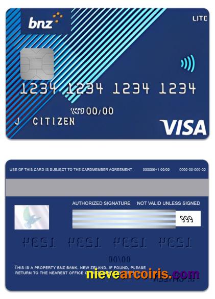 New Zeland BNZ Bank Lite Visa Card Photolook
