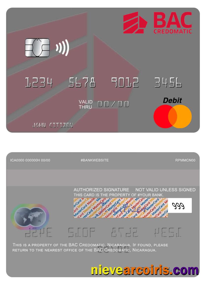 Nicaragua BAC Credomatic Mastercard Sample
