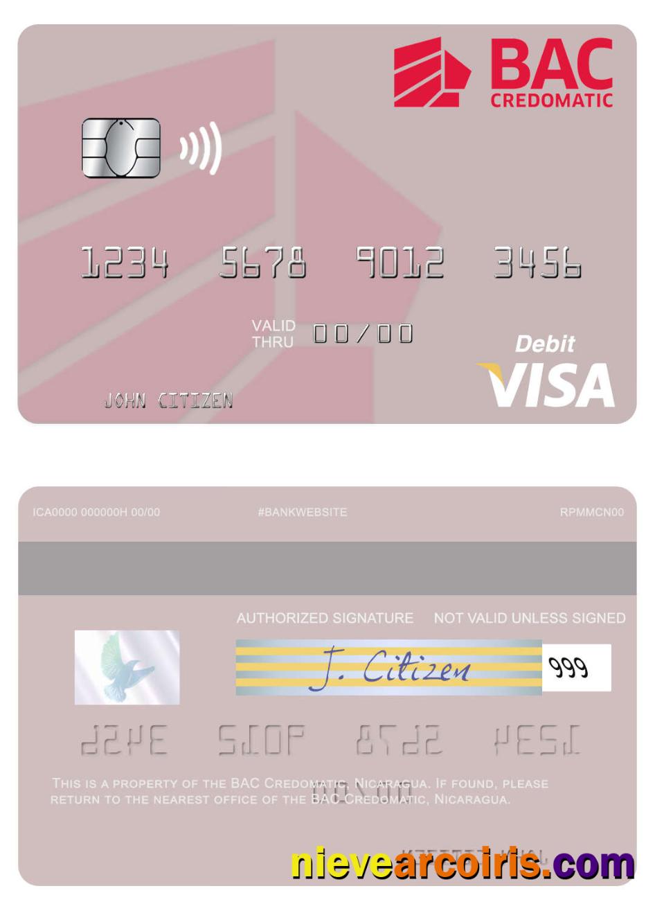Nicaragua BAC Credomatic Visa Debit Card Preview