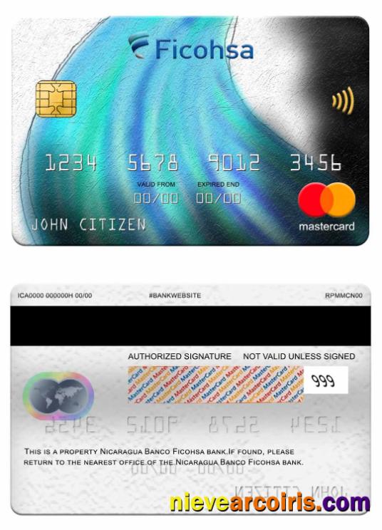 Nicaragua Banco Ficohsa Bank Mastercard Template
