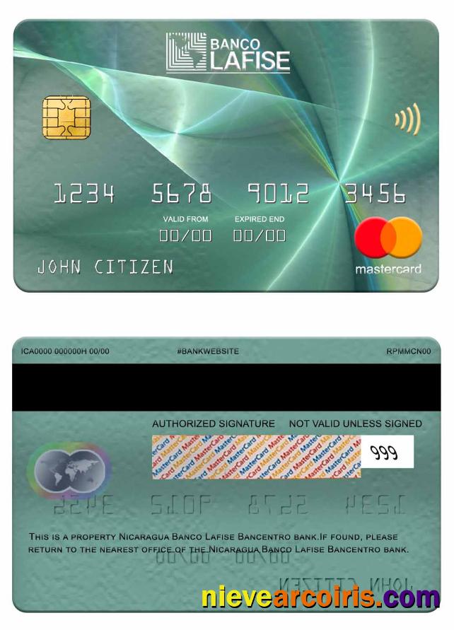 Nicaragua Banco Lafise Bancentro Bank Mastercard Screen Template