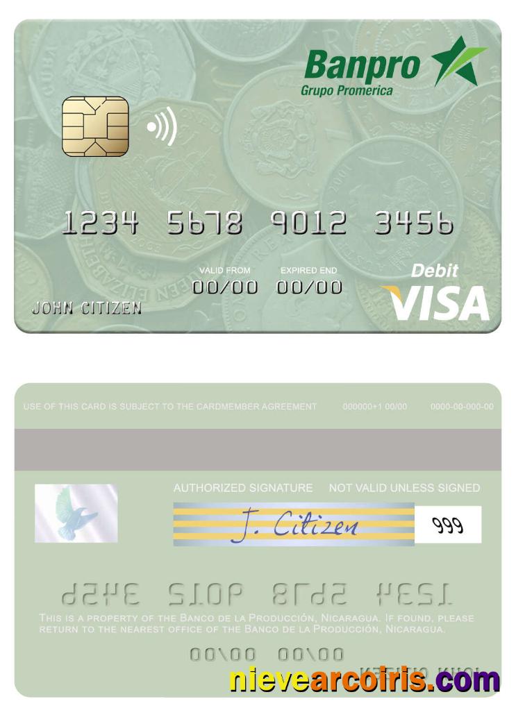 Nicaragua Banco De La Producción Visa Debit Card Photolook