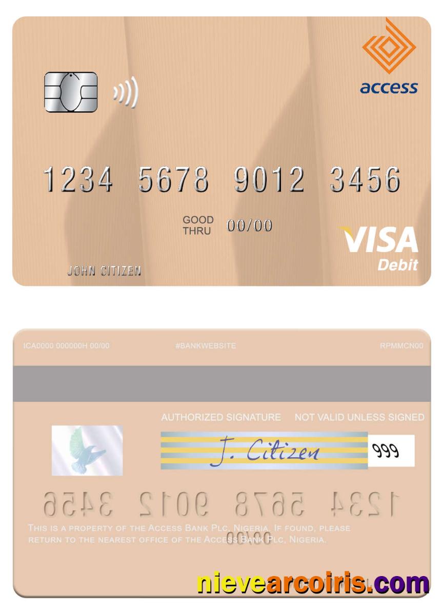 Nigeria Access Bank Plc Visa Debit Card Template