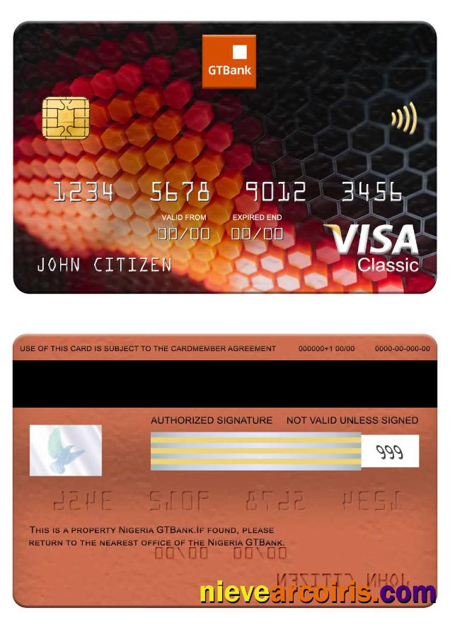 Nigeria GTBank Visa Classic Card Template