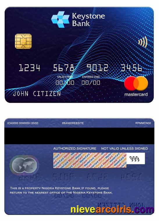 Nigeria Keystone Bank Mastercard Template