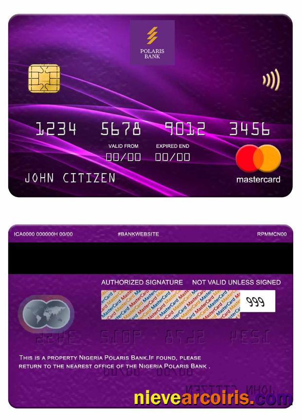 Nigeria Polaris Bank Mastercard Template