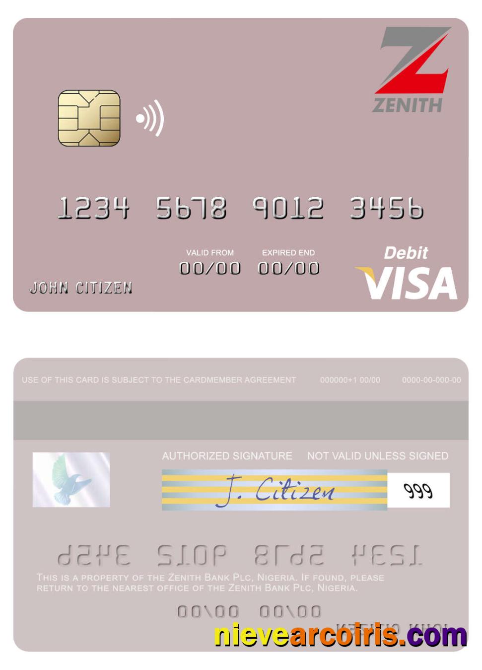 Nigeria Zenith Bank Plc Visa Debit Card Preview