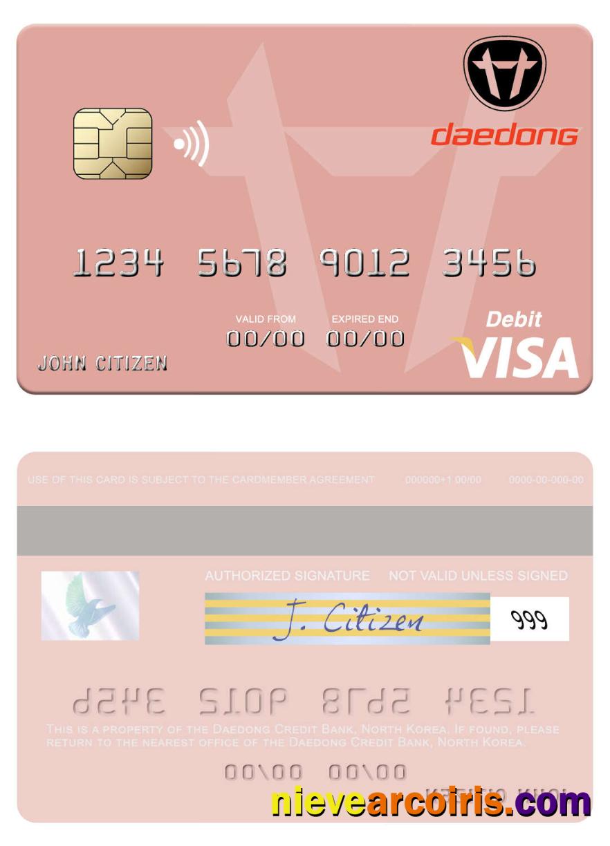 North Korea Daedong Credit Bank Visa Debit Card Sample