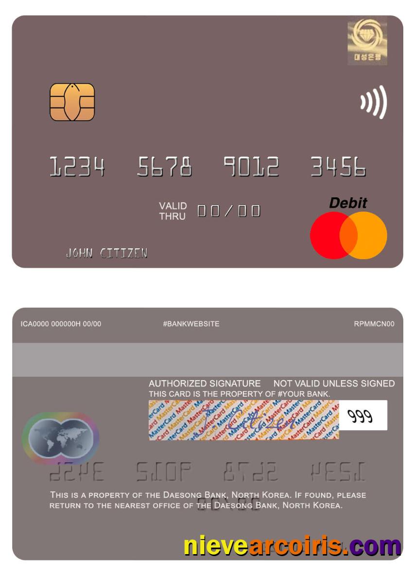 North Korea Daesong Bank Mastercard Sample
