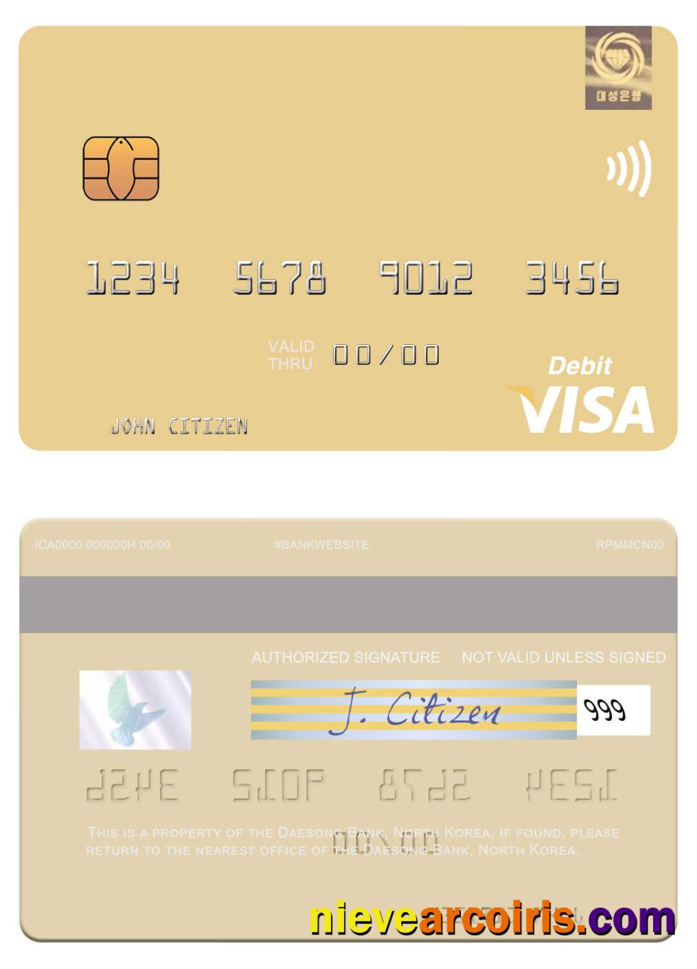 North Korea Daesong Bank Visa Debit Card Sample