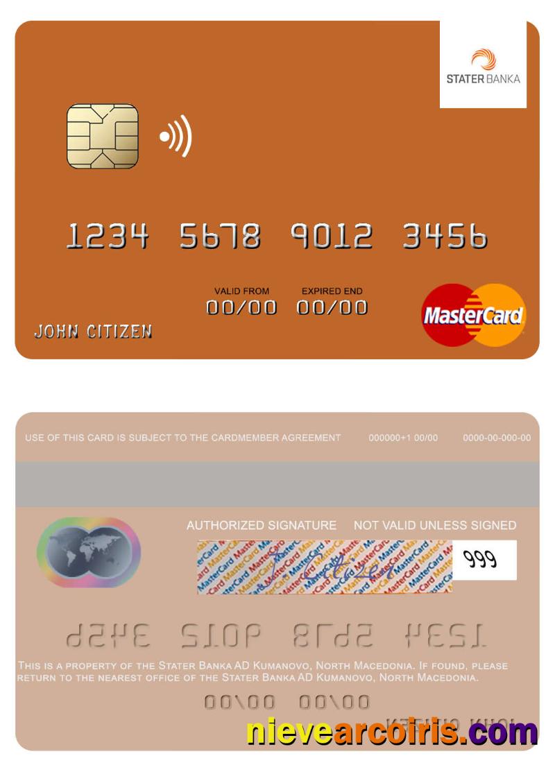 North Macedonia Stater Banka AD Kumanovo Mastercard Template