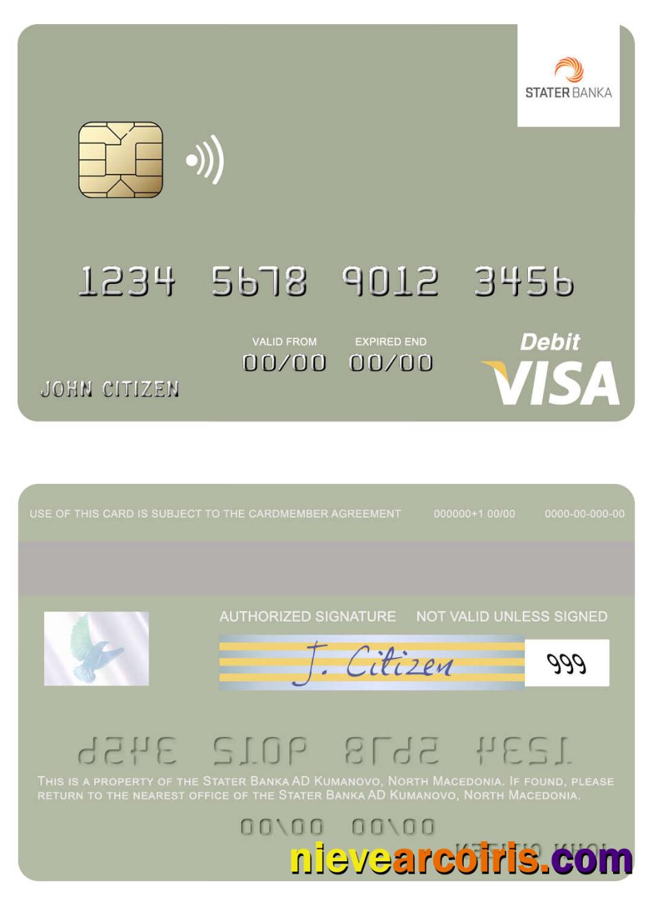 North Macedonia Stater Banka AD Kumanovo Visa Debit Card Sample
