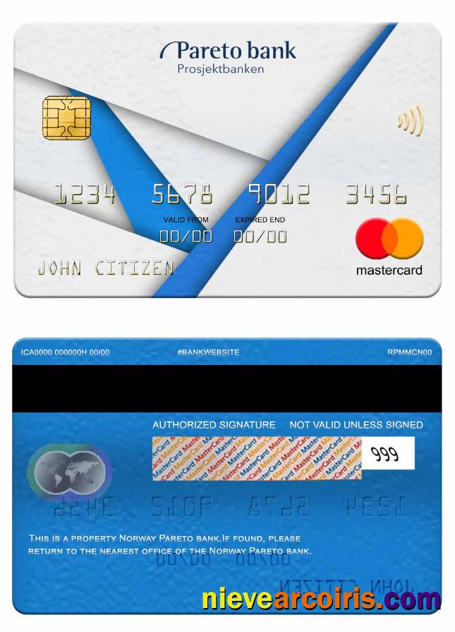 Norway Pareto Bank Mastercard Template
