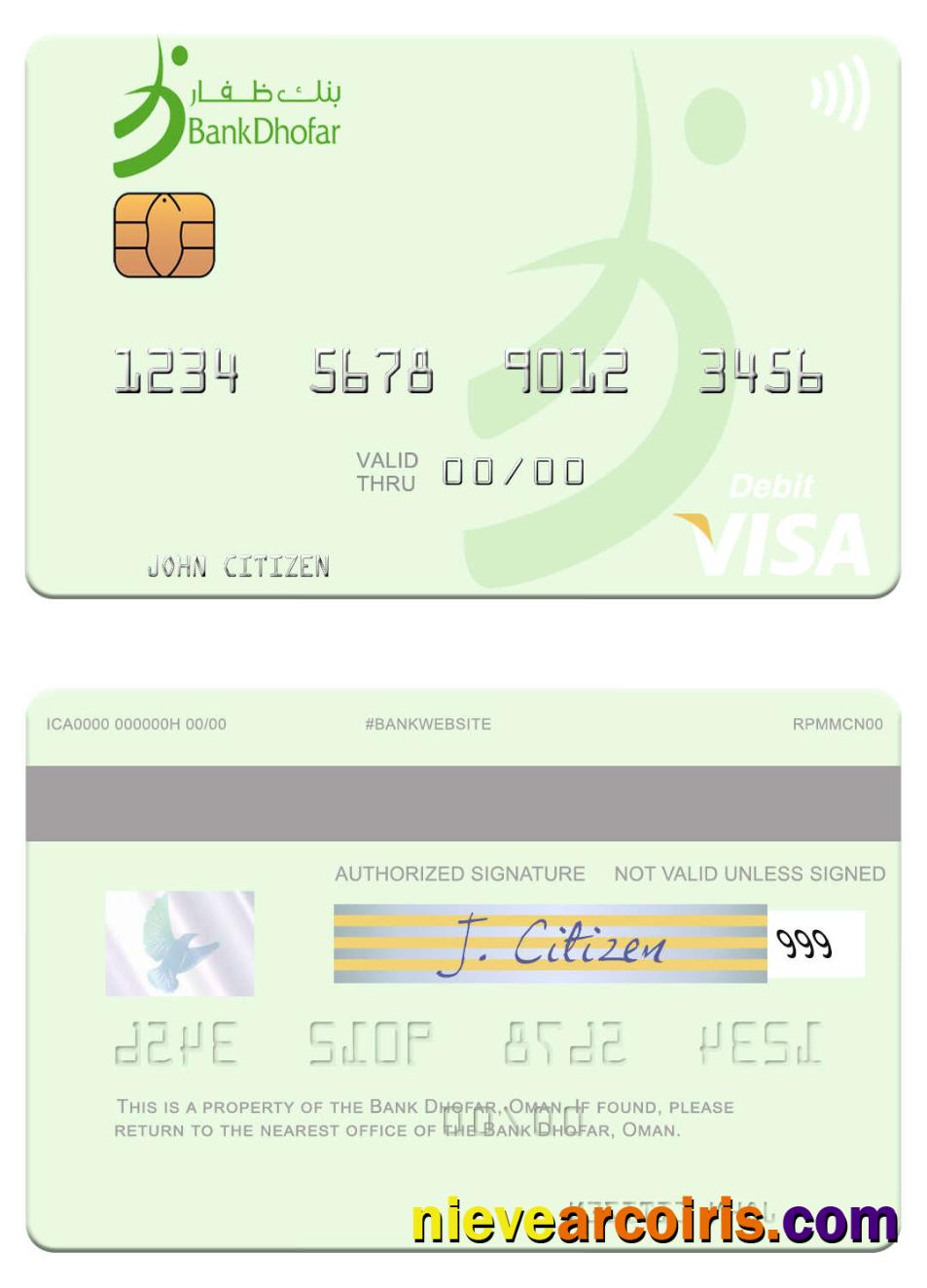Oman Bank Dhofar Visa Debit Card Photolook