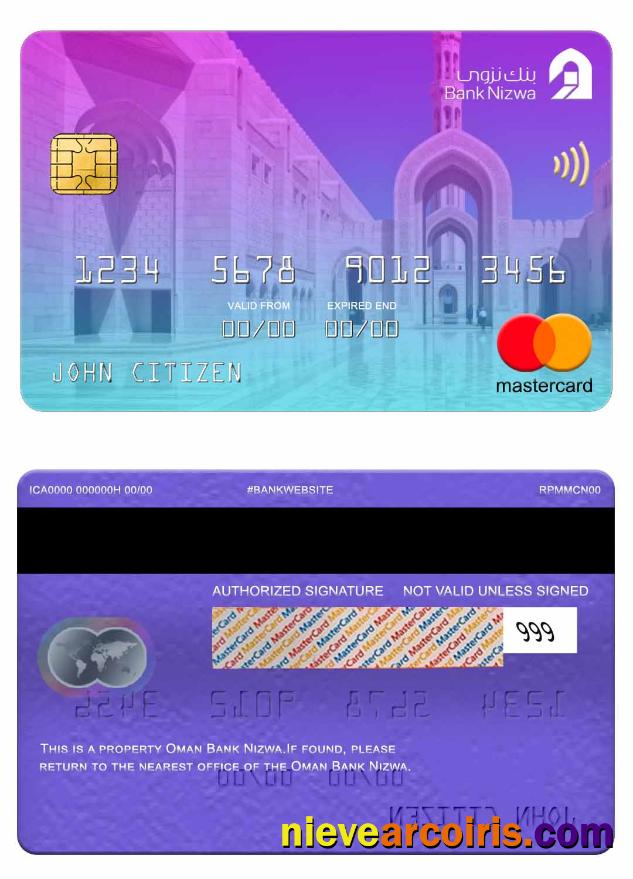Oman Bank Nizwa Mastercard Template