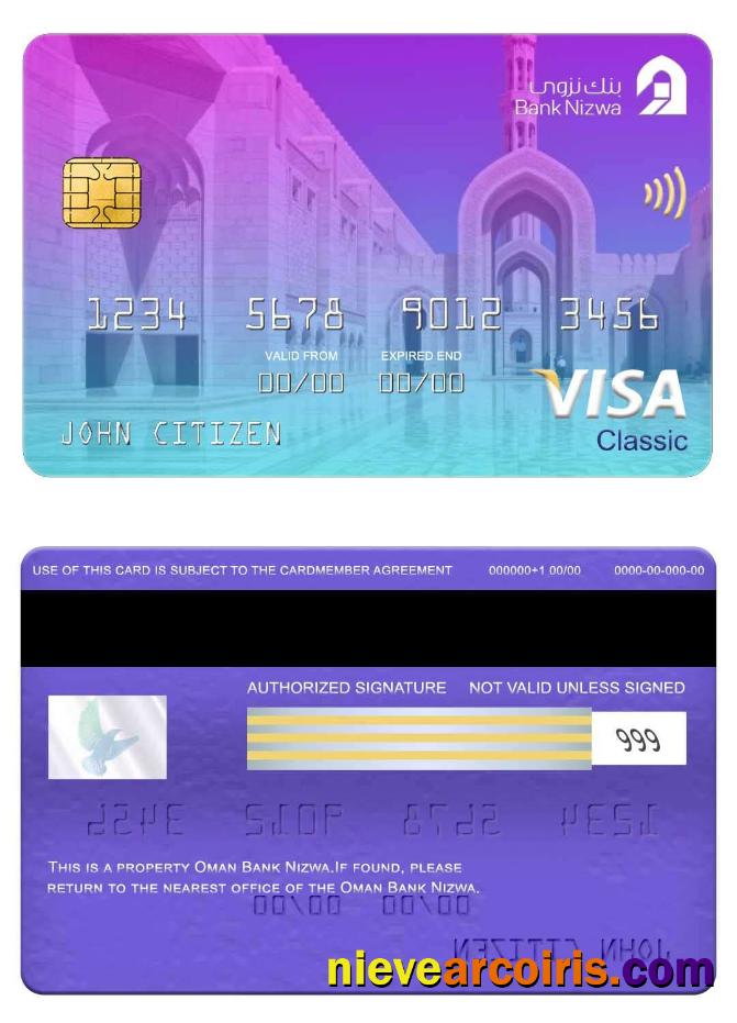Oman Bank Nizwa Visa Classic Card Preview