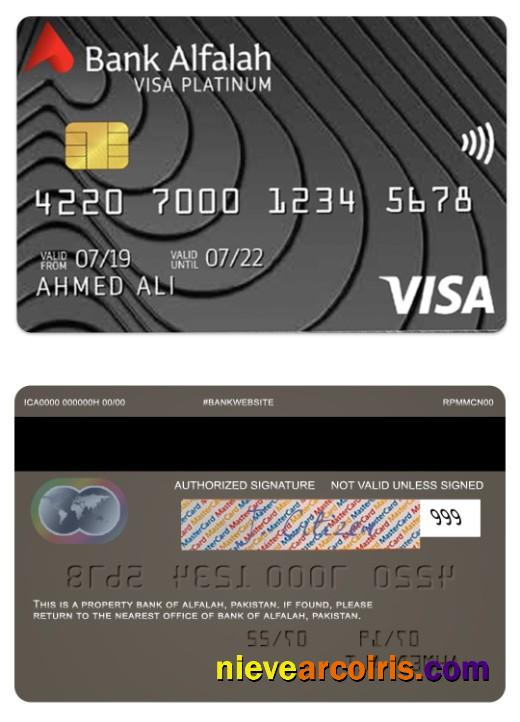 Pakistan Bank Of Alfalah Platinum Visa Credit Card Template
