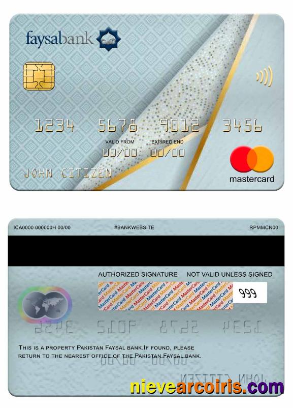 Pakistan Faysal Bank Mastercard Template