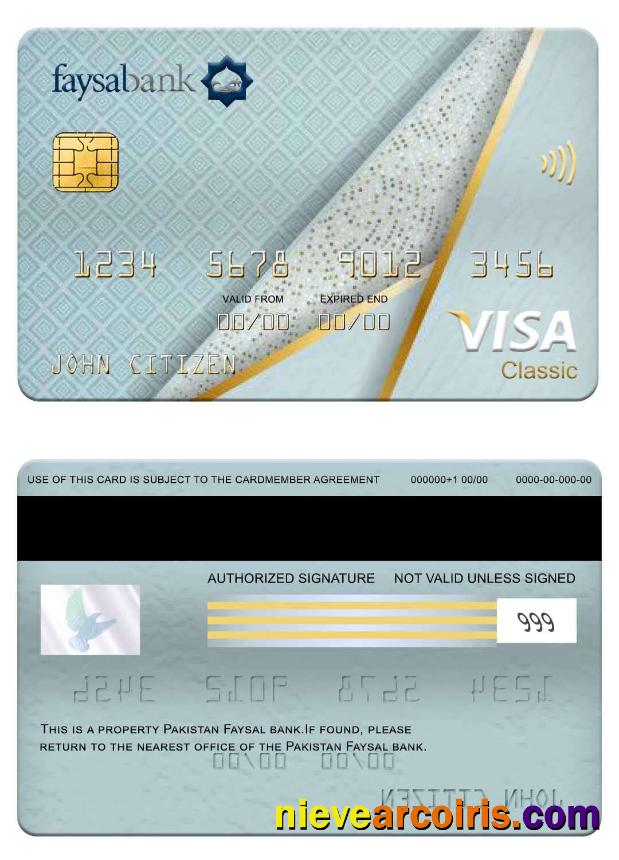 Pakistan Faysal Bank Visa Classic Card Template