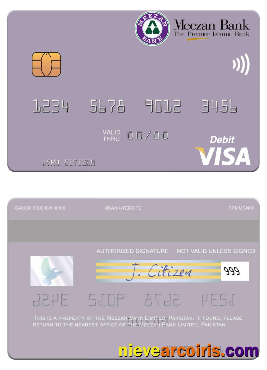 Pakistan Meezan Bank Limited Visa Debit Card Sample