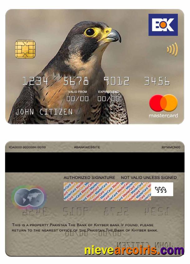 Pakistan The Bank Of Khyber Bank Mastercard Template