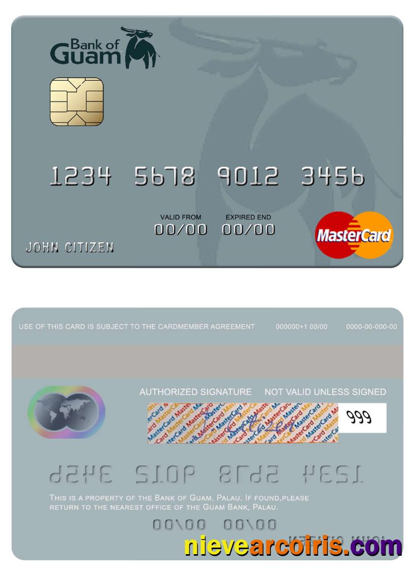 Palau Bank Of Guam Mastercard Sample