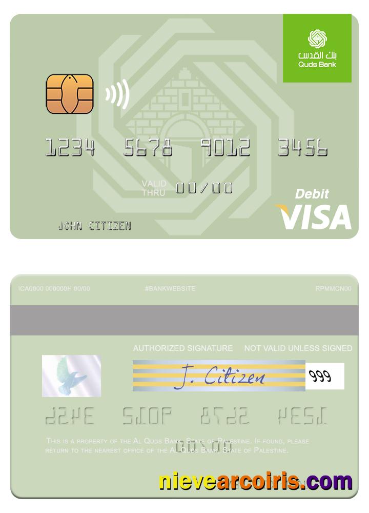 Palestine Al Quds Bank Visa Debit Card Sample