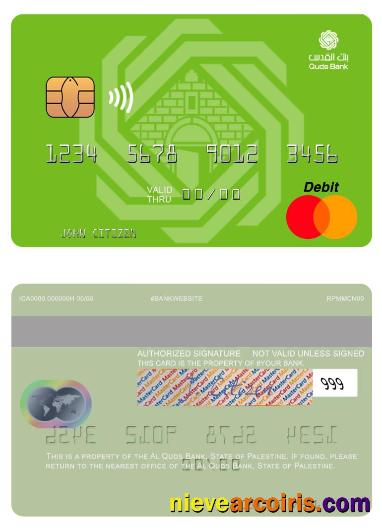 Palestine Al Quds Bank Mastercard Template
