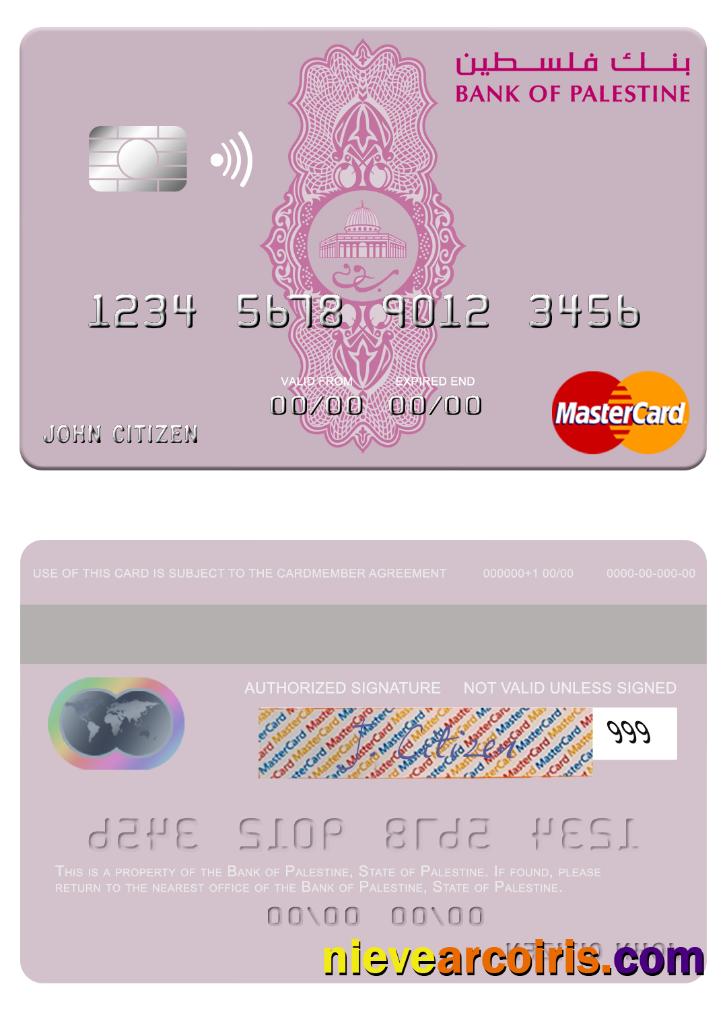 Palestine Bank Of Palestine Mastercard Sample