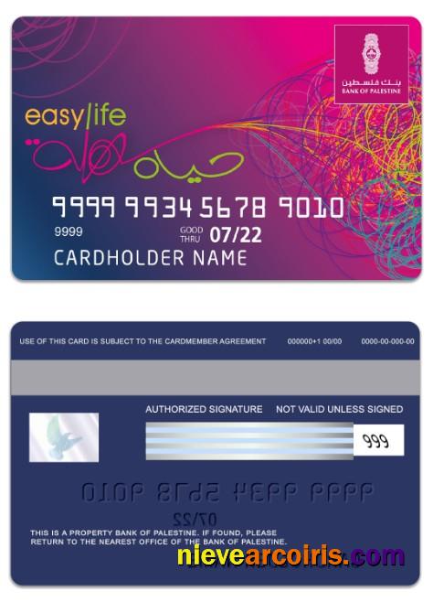 Palestine State Bank Of Palestine Easy Life Card Template