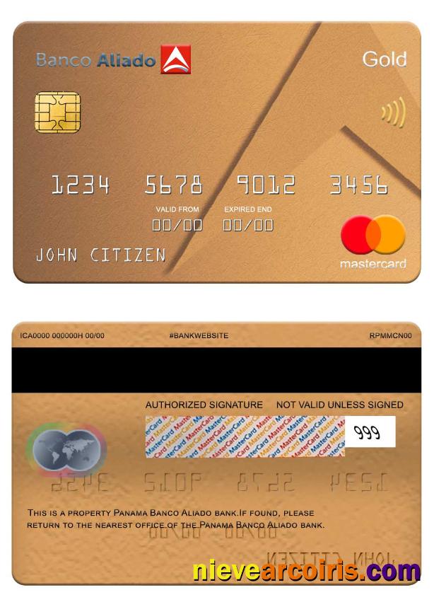 Panama Banco Aliado Bank Mastercard Sample