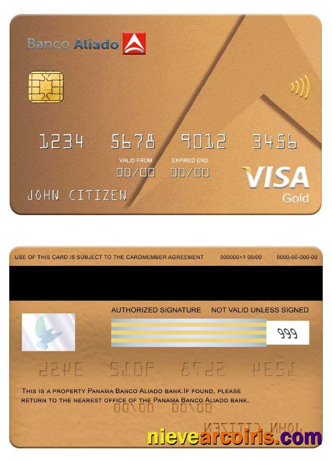 Panama Banco Aliado Bank Visa Gold Card Photolook
