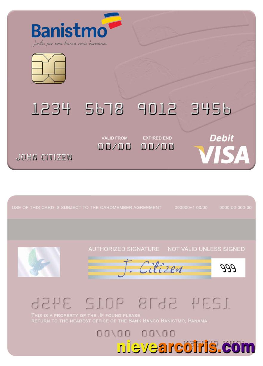 Panama Banco Banistmo Visa Debit Card Sample