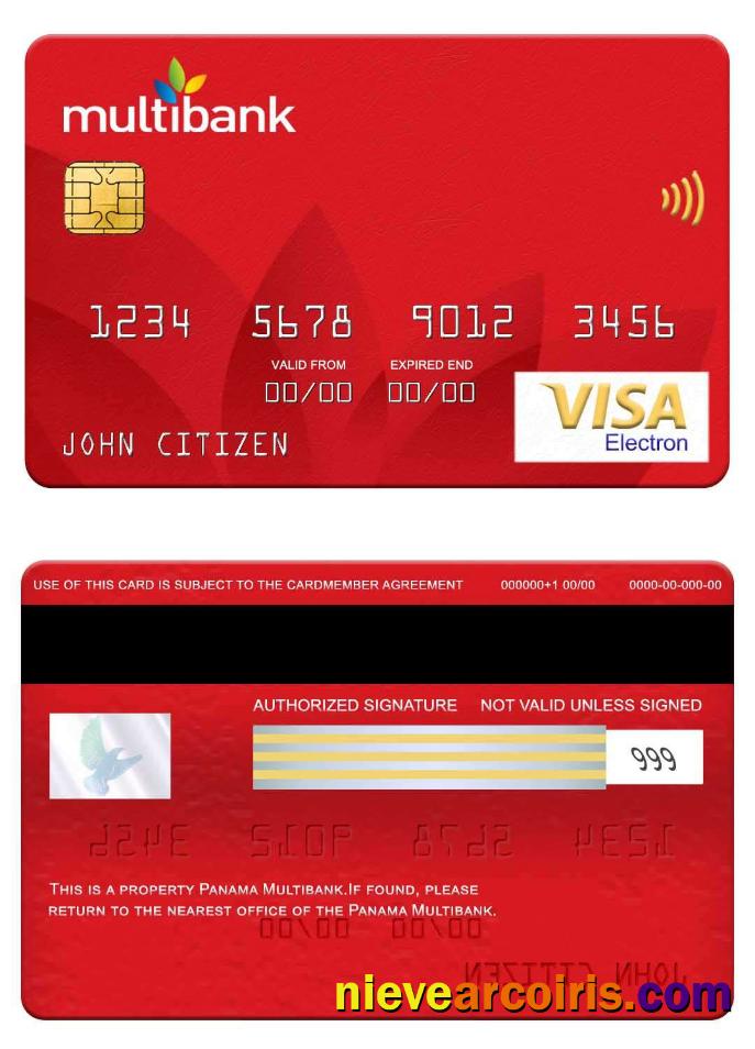 Panama Multibank Visa Electron Card Template
