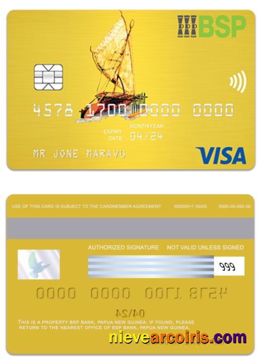 Papua New Guinea BSP Bank Visa Gold Card Template