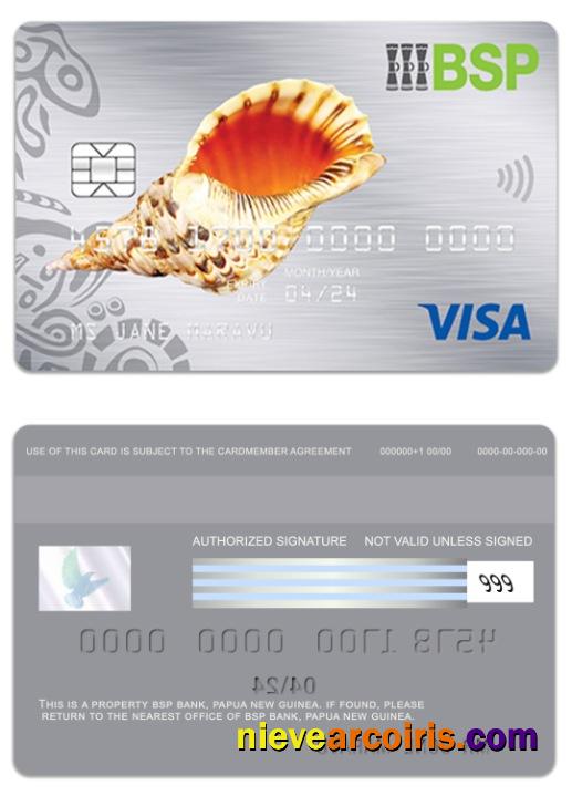 Papua New Guinea BSP Bank Visa Platinum Card Template