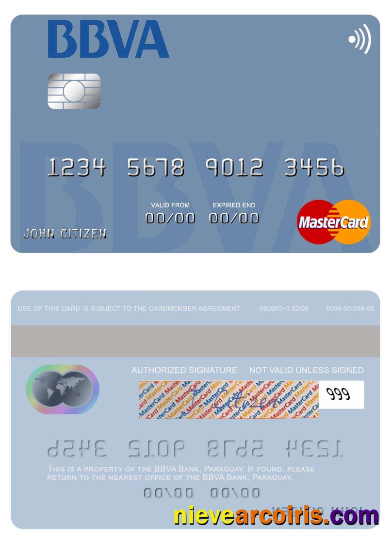 Paraguay BBVA Bank Mastercard Template