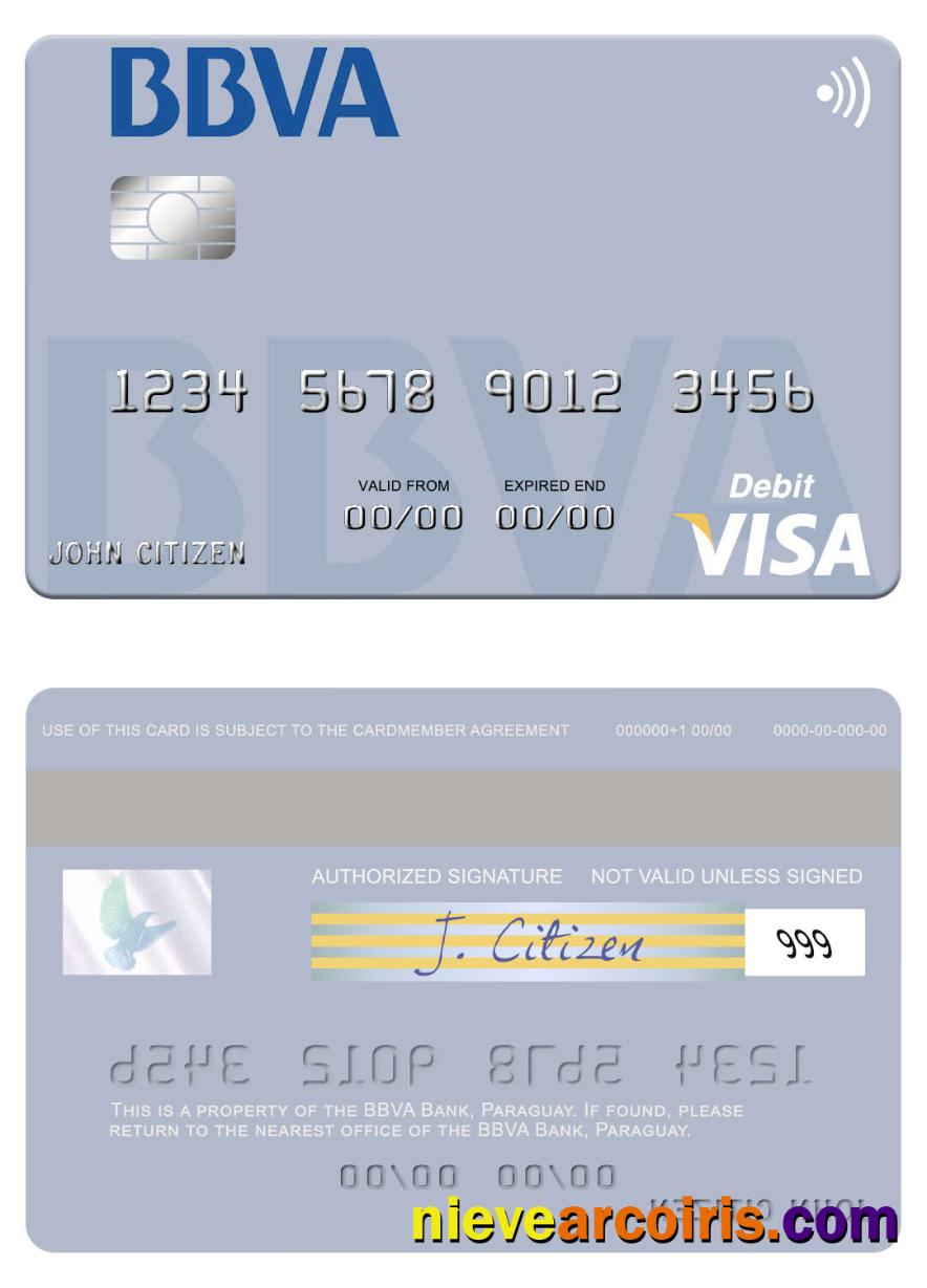 Paraguay BBVA Bank Visa Debit Card Photolook