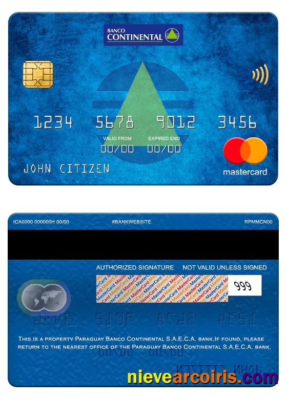 Paraguay Banco Continental S.A.E.C.A. Bank Mastercard Sample