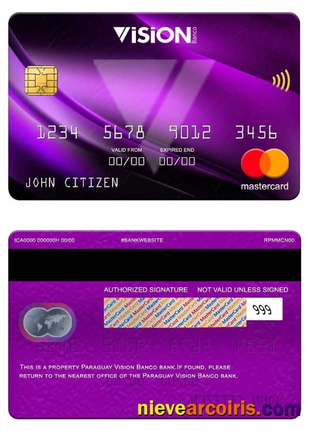 Paraguay Vision Banco Bank Mastercard Template