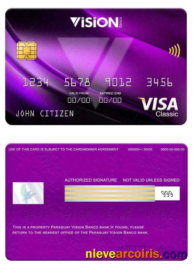 Paraguay Vision Banco Bank Visa Classic Card Preview