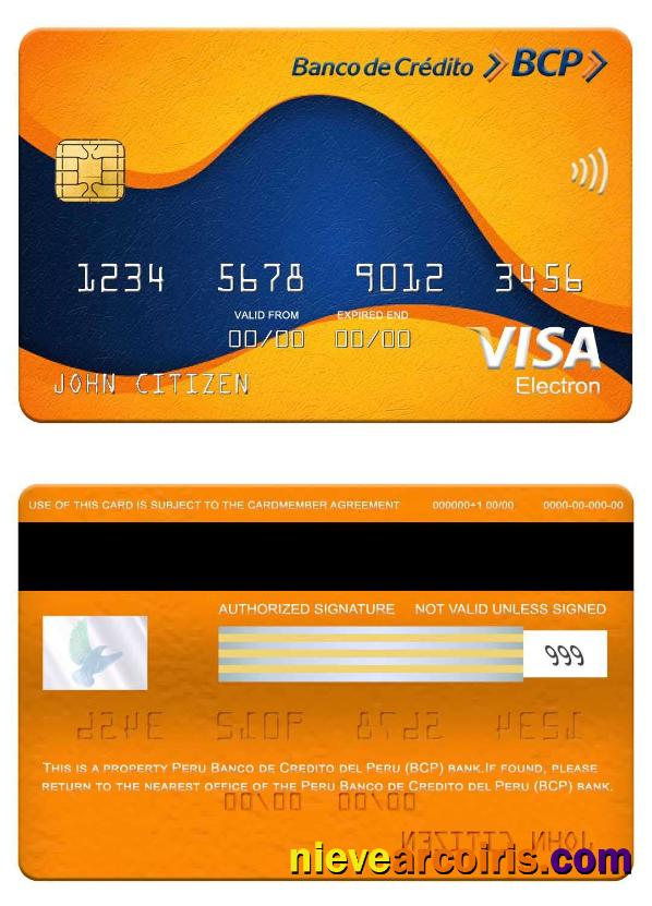 Peru Banco De Credito Del Peru (BCP) Bank Visa Electron Card Template