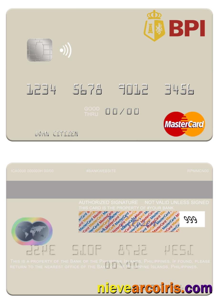 Philippines Bank Of The Philippine Islands Mastercard Template