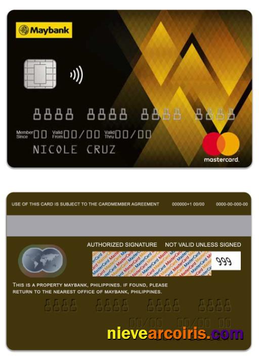 Philippines MayBank Gold Mastercard Sample