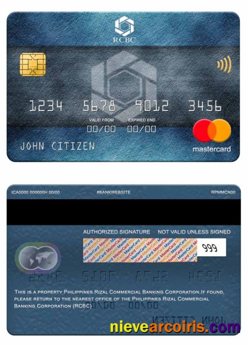 Philippines Rizal Commercial Banking Corporation (RCBC) Mastercard Sample