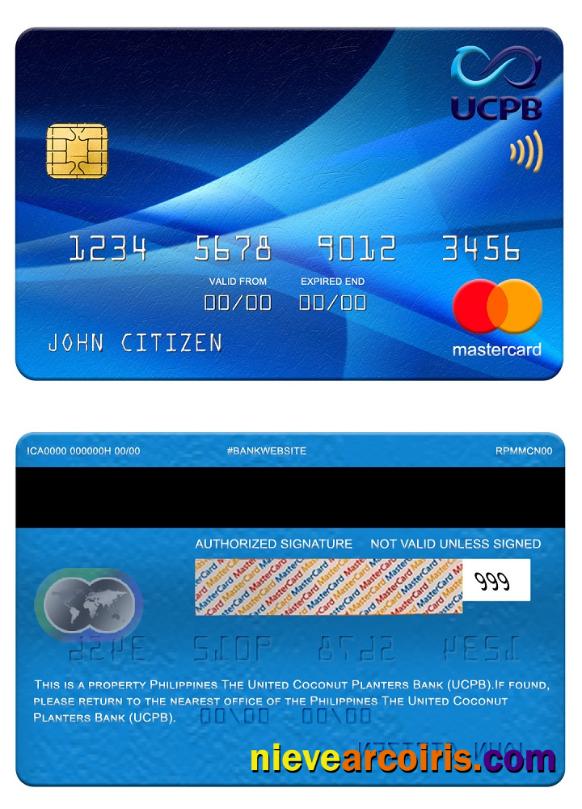 Philippines The United Coconut Planters Bank (UCPB) Mastercard Sample